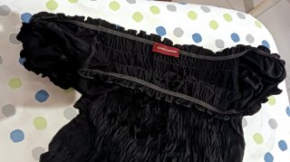 Top corto nero elasticizzato Chicorée stile Bardot