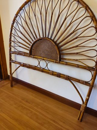 Pareja de Cabeceros de Mimbre / Ratán Vintage (Est
