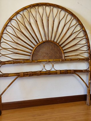 Pareja de Cabeceros de Mimbre / Ratán Vintage (Est