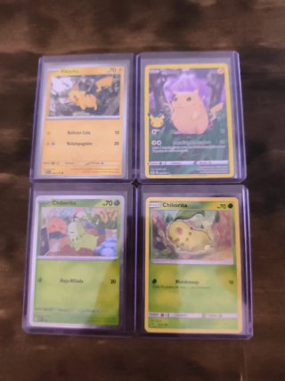 Lote Cartas Pokémon Pikachu y Chikorita