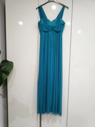 Vestido largo graduación color teal