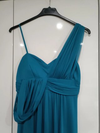 Vestido largo graduación color teal