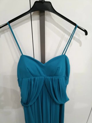 Vestido largo graduación color teal