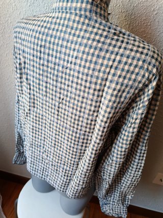 Camisa cuadros Vichy beige y azul