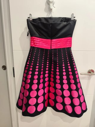 Vestido fiesta Sonia Peña Talla 38 Negro/Rosa