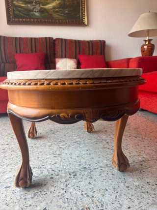 Mesa de centro ovalada mármol y madera
