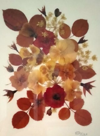 Quadretto vintage fiori secchi cm 21x27
