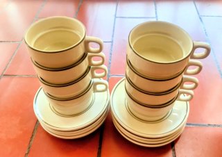 Juego Bidasoa 8 tazas y platos café con leche