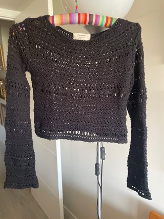 Top negro ganchillo Pull&Bear talla XS