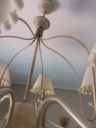 Lámpara forja artesanal 6 brazos beige