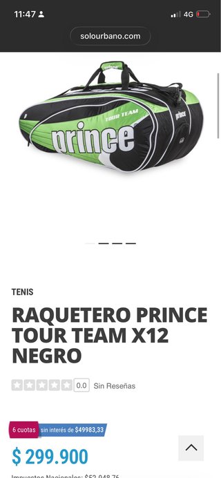 Raquetero Prince Tour Team X12 Negro