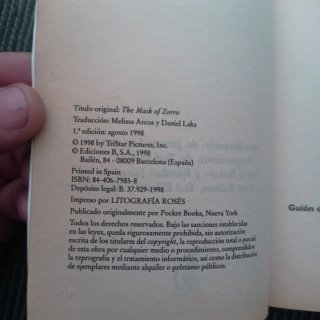 Libro "La máscara del Zorro"