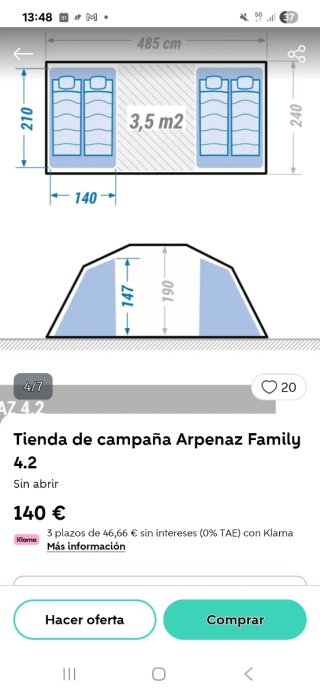 Tienda campaña Arpenaz Family 4.2 (4 personas)