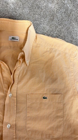 Camisa Lacoste Cuadros Naranja Talla M