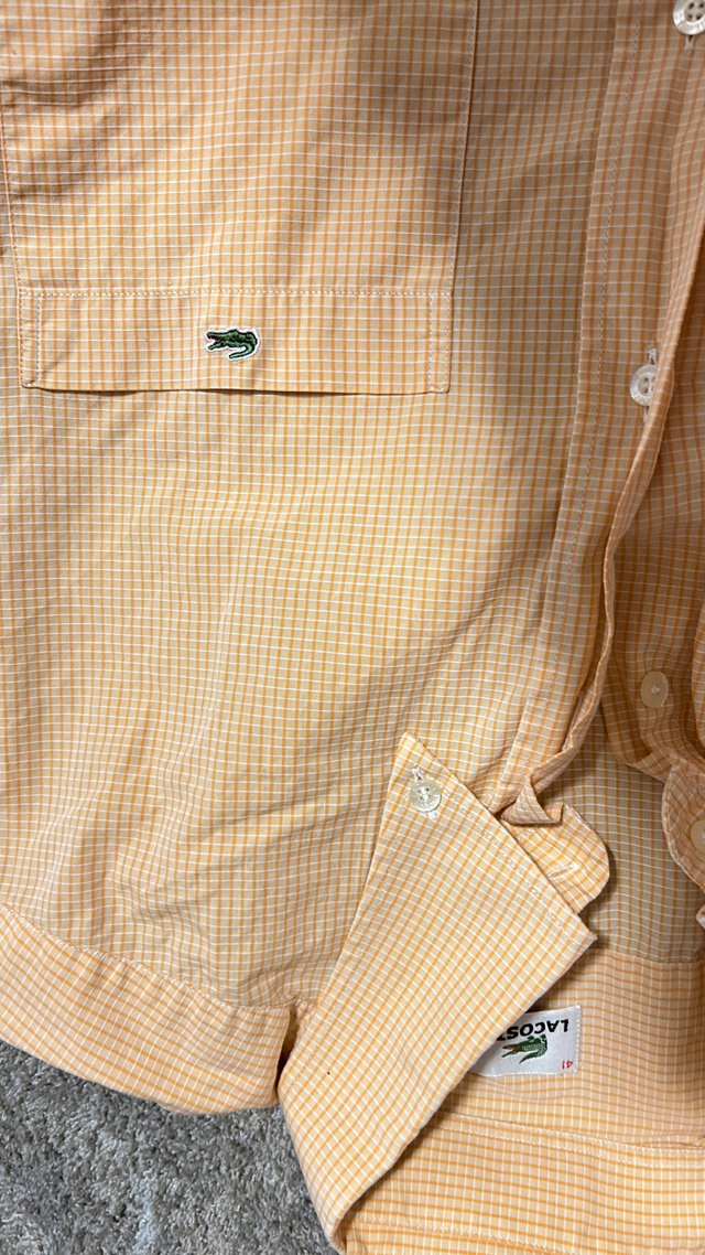 Camisa Lacoste Cuadros Naranja Talla M