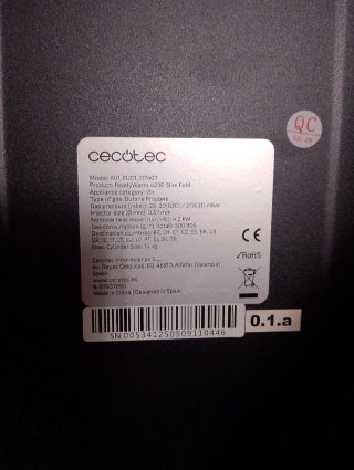 Estufa PLEGABLE de gas Cecotec Ready Warm