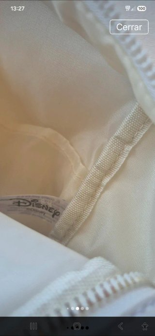 Mochila Blanca Mickey Mouse con purpurina.