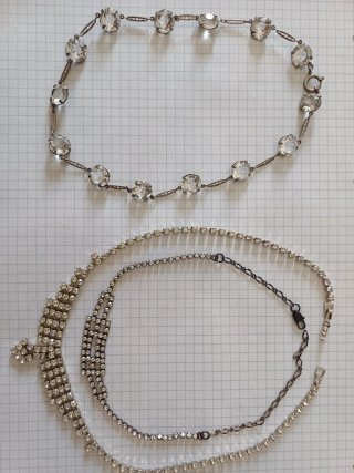 Lotto 3 Collane Girocollo Vintage Strass Argento