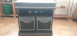 Mueble TV azul y negro