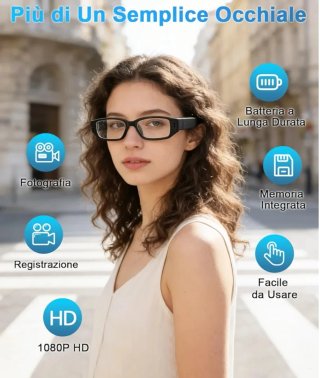 Occhiali con Videocamera Integrata – HD 1080p Nuov