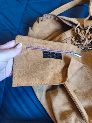 Bolso piel serraje nuevo Camel claro