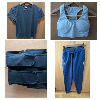 Conjunto deportivo: top, camiseta y pantalón