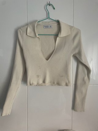 Top Stradivarius Blanco Manga Larga