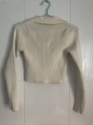Top Stradivarius Blanco Manga Larga