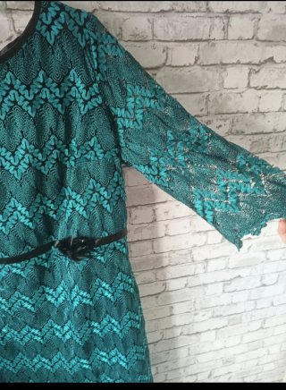 Vestido fiesta verde y azul