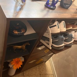 Zapatero organizador de madera y plástico