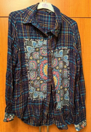 Blusa Desigual XL Cuadros y Estampado Mandala