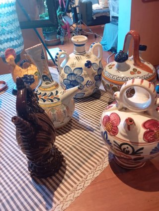 Lote 5 Cántaros Cerámica Decorados