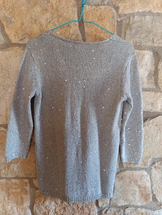 Jersey plateado lentejuelas Corte Fiel