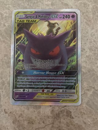 Carta Pokémon Gengar & Mimikyu GX TAG TEAM