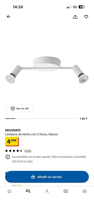 3 Lámparas de Techo Metálicas Blancas