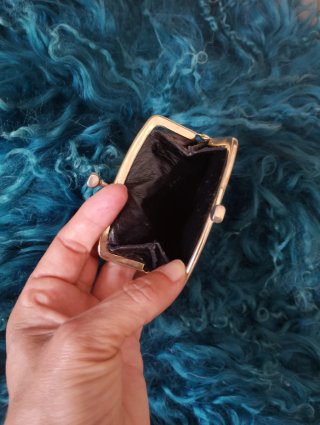 Monedero vintage piel negro cocodrilo