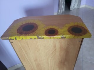 Porta CD in legno con decoro girasoli
