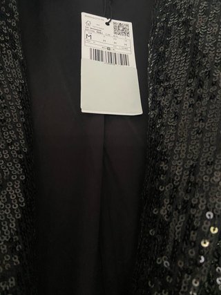 Blazer Mango Lentejuelas Negro Talla M