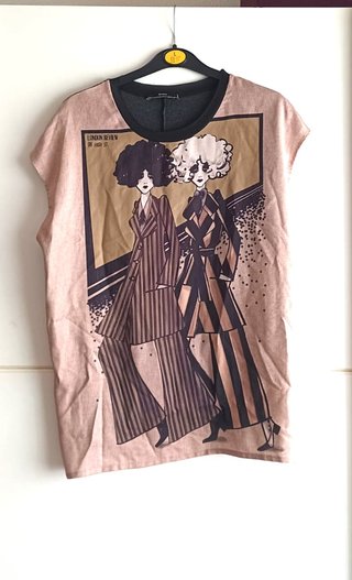 Camiseta Zara Estampado Ilustrado