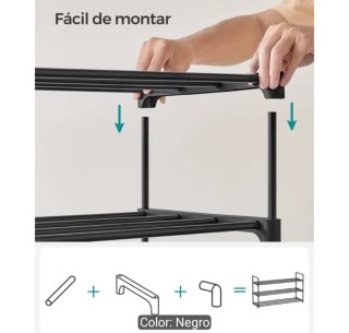 Zapatero Estantería Metálica Negra 3 Niveles