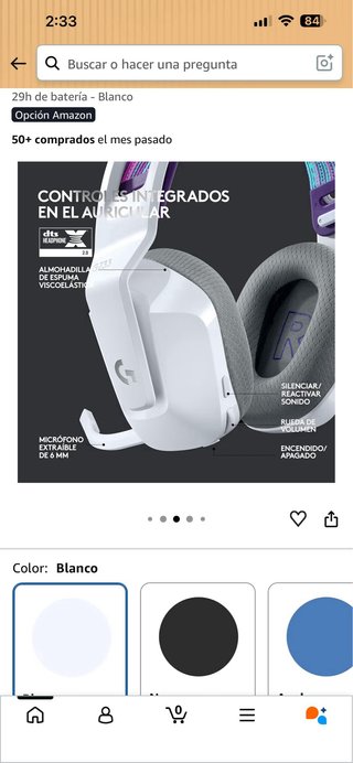 Logitech G733 Lightspeed Auriculares Blancos