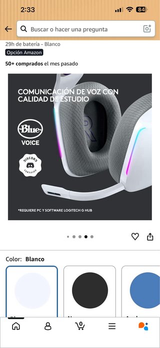 Logitech G733 Lightspeed Auriculares Blancos