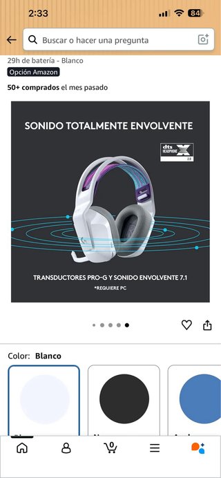 Logitech G733 Lightspeed Auriculares Blancos