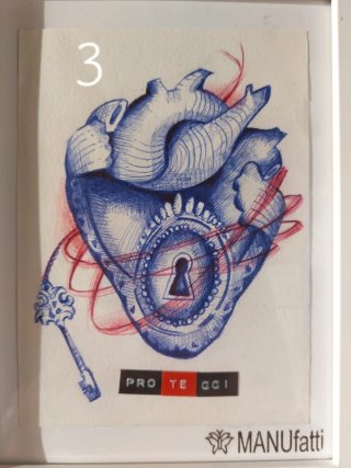 Stampa cuore A4 con chiave e serratura