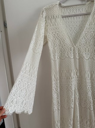 Abito lungo pizzo bianco con spacco