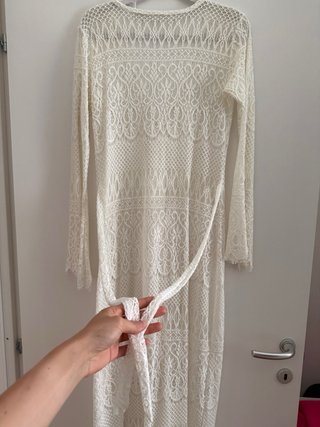 Abito lungo pizzo bianco con spacco