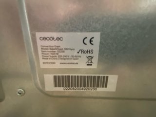 Horno electrico Cecotec/ portable oven Bake&Toast
