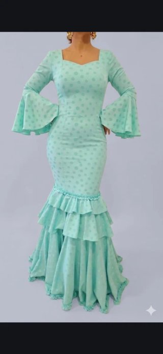 Traje de Flamenca Cerde Agua TODAS LAS TALLAS.