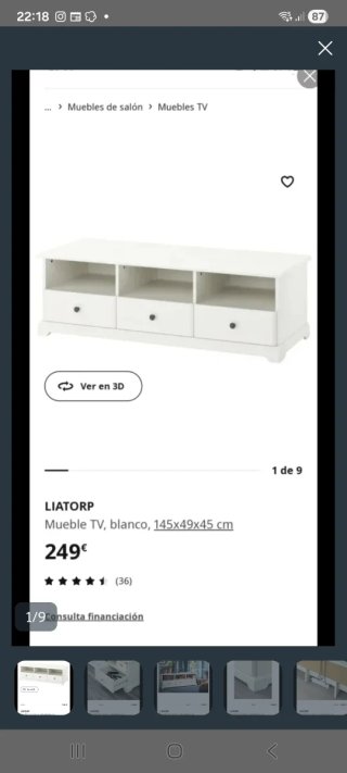 Mueble TV Ikea Liatorp Blanco Descatalogado