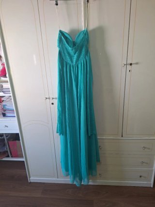 Vestido largo gasa turquesa